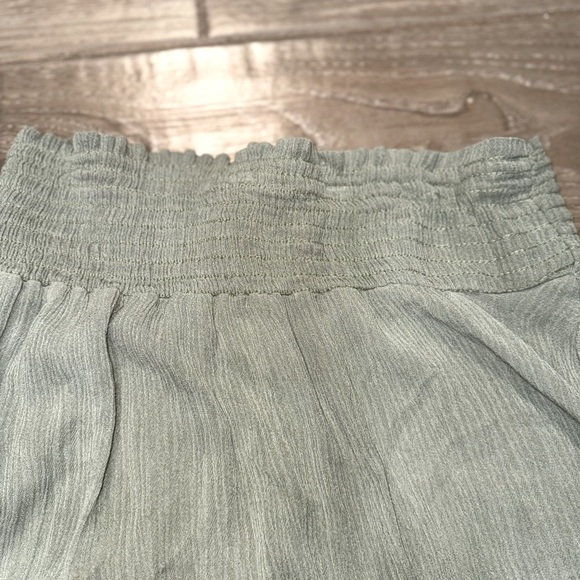 Final touch High waisted Boho Sage smocked waist Gauze Midi Skirt w Pockets M - Picture 11 of 15